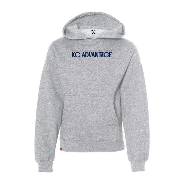 MAS Kansas City Advantage Wheelchair Tennis Chiro Youth Heather Grey Hoodie on a white background
