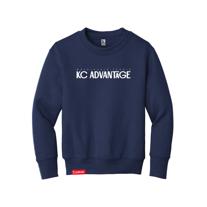 MAS Kansas City Advantage Wheelchair Tennis Chiro Youth Navy Crewneck Sweatshirt on a white background
