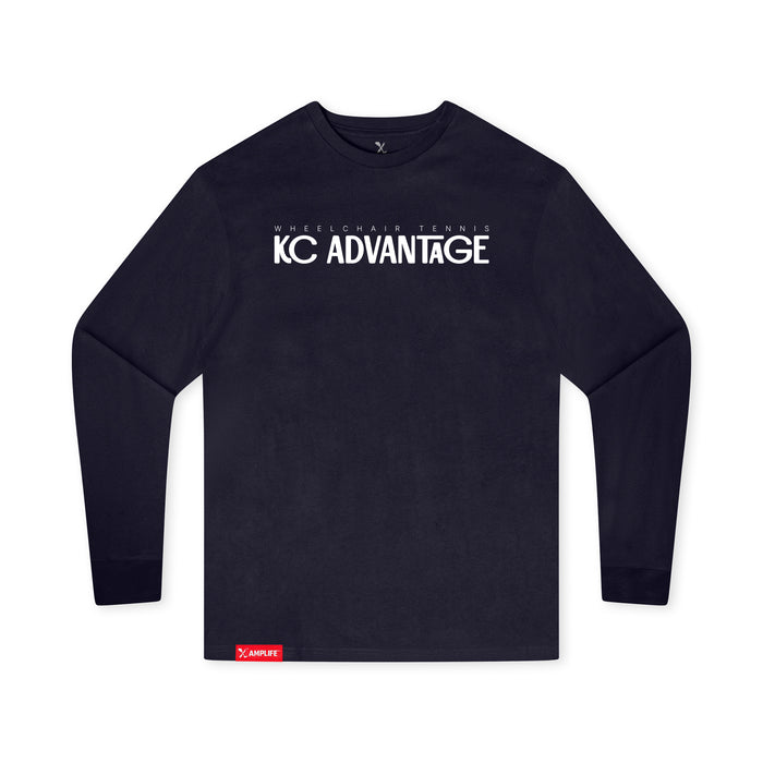 MAS Kansas City Advantage Wheelchair Tennis Chiro Youth Navy Long Sleeve T-Shirt on a white background