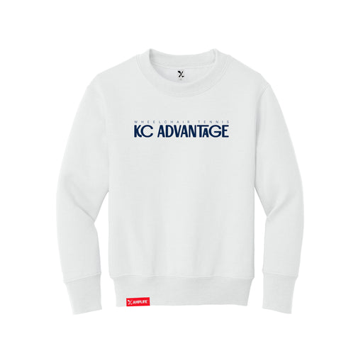 MAS Kansas City Advantage Wheelchair Tennis Chiro Youth White Crewneck Sweatshirt on a white background