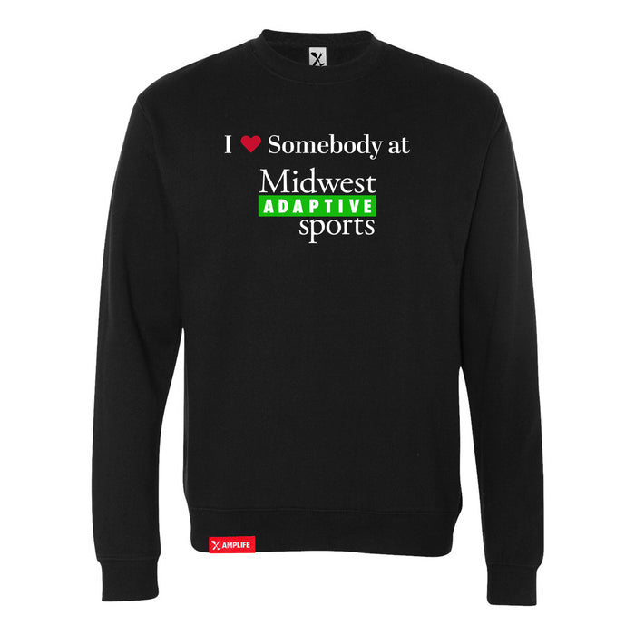 MAS Kansas City Advantage Wheelchair Tennis I Love Somebody at MAS Black Crewneck Sweatshirt on a white background