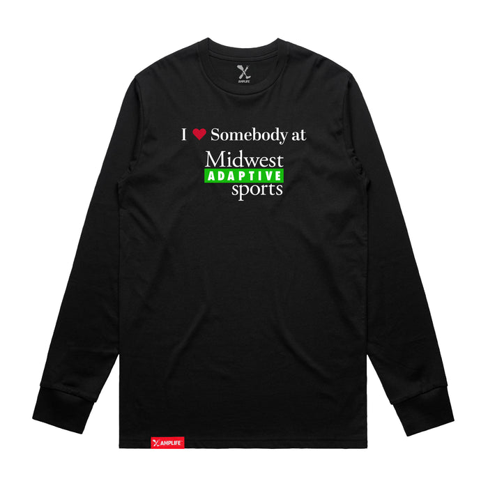 MAS Kansas City Advantage Wheelchair Tennis I Love Somebody at MAS Black Long Sleeve T-Shirt on a white background