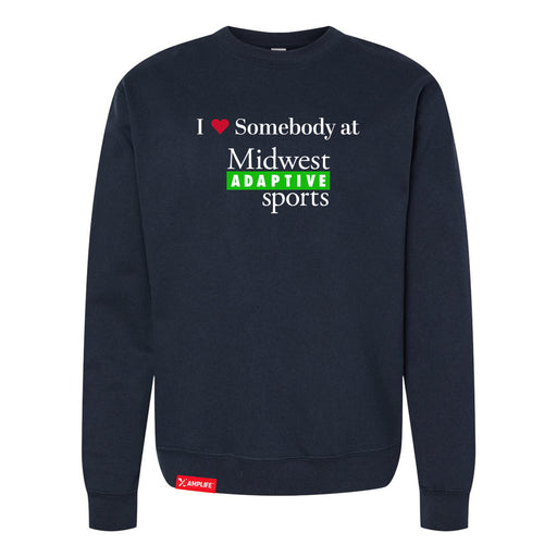 MAS Kansas City Advantage Wheelchair Tennis I Love Somebody at MAS Classic Navy Crewneck Sweatshirt on a white background