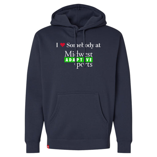 MAS Kansas City Advantage Wheelchair Tennis I Love Somebody at MAS Navy Hoodie on a white background