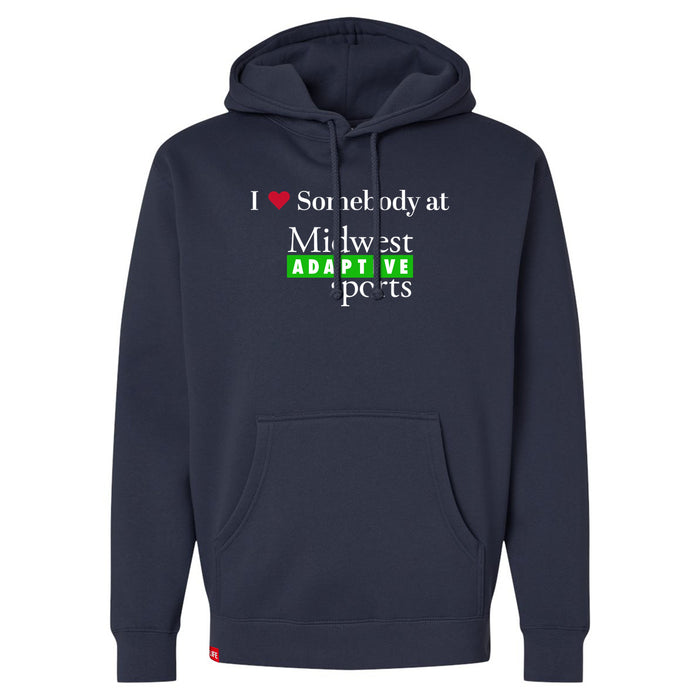 MAS Kansas City Advantage Wheelchair Tennis I Love Somebody at MAS Navy Hoodie on a white background