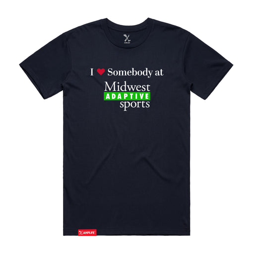 MAS Kansas City Advantage Wheelchair Tennis I Love Somebody at MAS Navy T-Shirt on a white background
