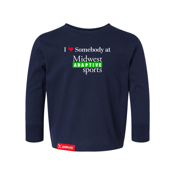 MAS Kansas City Advantage Wheelchair Tennis I Love Somebody at MAS Toddler Navy Long Sleeve T-Shirt on a white background