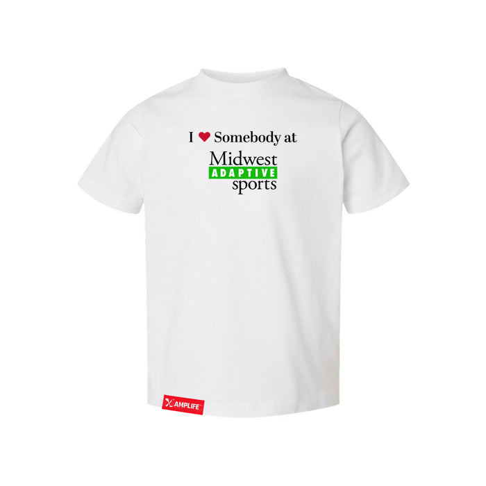 MAS Kansas City Advantage Wheelchair Tennis I Love Somebody at MAS Toddler White T-Shirt on a white background