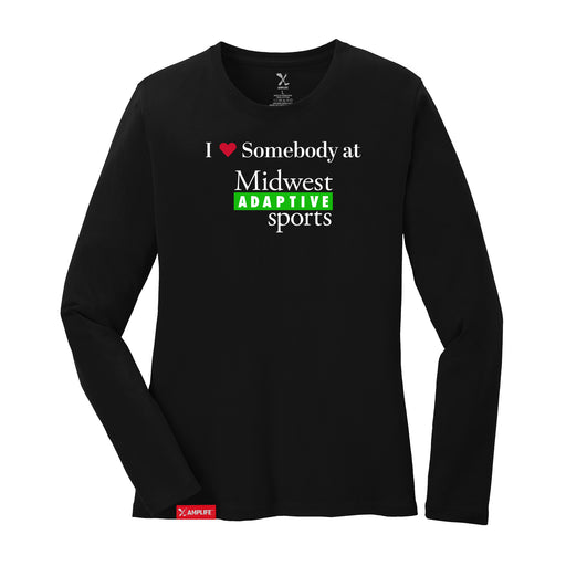 MAS Kansas City Advantage Wheelchair Tennis I Love Somebody at MAS Women's Black Long Sleeve T-Shirt on a white background