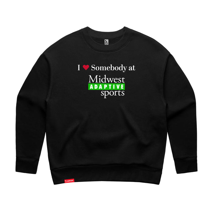MAS Kansas City Advantage Wheelchair Tennis I Love Somebody at MAS Women's Black Modern Crewneck Sweatshirt on a white background