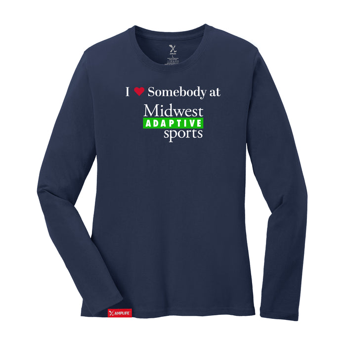 MAS Kansas City Advantage Wheelchair Tennis I Love Somebody at MAS Women's Navy Long Sleeve T-Shirt on a white background