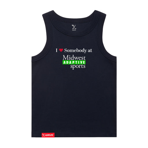 MAS Kansas City Advantage Wheelchair Tennis I Love Somebody at MAS Women's Navy Organic Tank Top on a white background