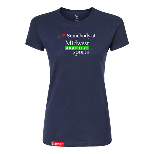 MAS Kansas City Advantage Wheelchair Tennis I Love Somebody at MAS Women's Navy Slim T-Shirt on a white background
