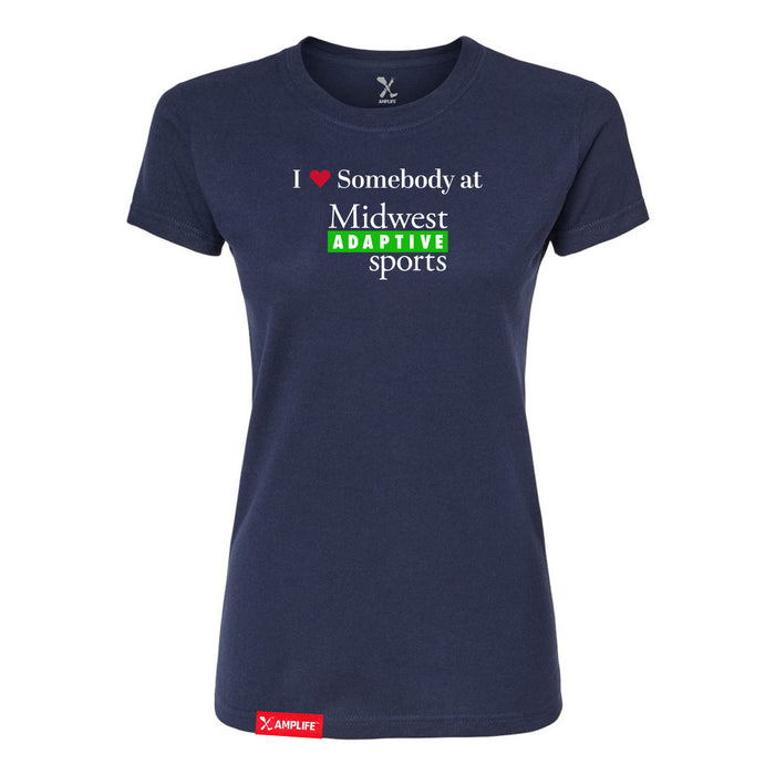 MAS Kansas City Advantage Wheelchair Tennis I Love Somebody at MAS Women's Navy Slim T-Shirt on a white background
