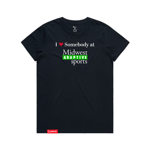 MAS Kansas City Advantage Wheelchair Tennis I Love Somebody at MAS Women's Navy T-Shirt on a white background