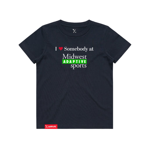 MAS Kansas City Advantage Wheelchair Tennis I Love Somebody at MAS Youth Navy T-Shirt on a white background