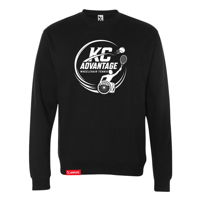 MAS Kansas City Advantage Wheelchair Tennis Circle Logo Black Crewneck Sweatshirt on a white background