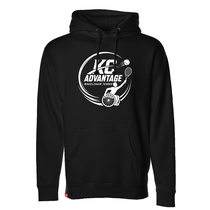 MAS Kansas City Advantage Wheelchair Tennis Circle Logo Black Hoodie on a white background