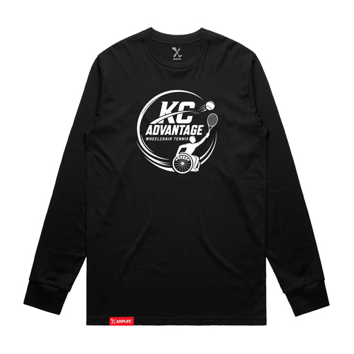 MAS Kansas City Advantage Wheelchair Tennis Circle Logo Black Long Sleeve T-Shirt on a white background