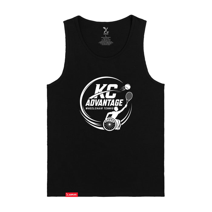 MAS Kansas City Advantage Wheelchair Tennis Circle Logo Black Tank Top on a white background