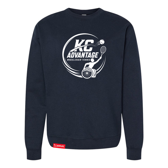 MAS Kansas City Advantage Wheelchair Tennis Circle Logo Classic Navy Crewneck Sweatshirt on a white background