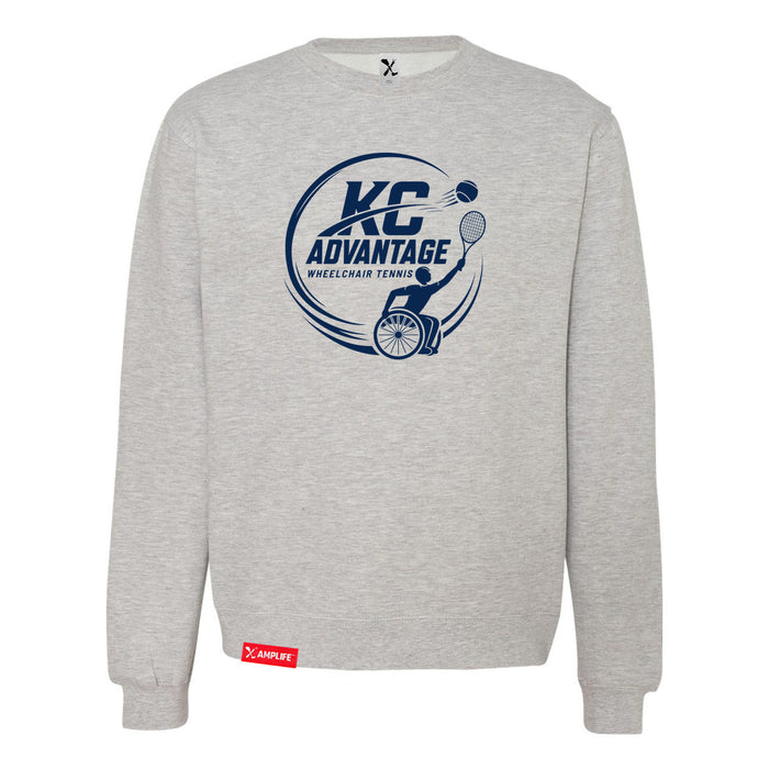 MAS Kansas City Advantage Wheelchair Tennis Circle Logo Heather Grey Crewneck Sweatshirt on a white background