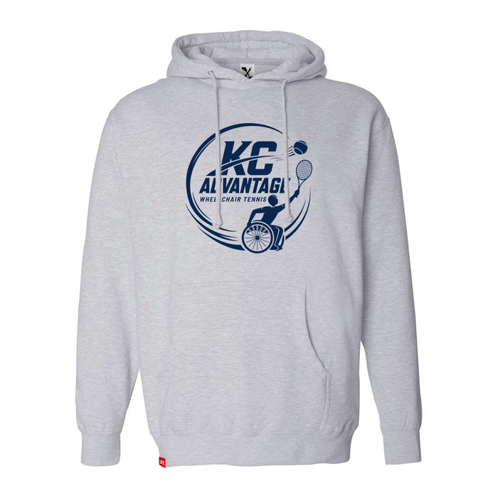 MAS Kansas City Advantage Wheelchair Tennis Circle Logo Heather Grey Hoodie on a white background