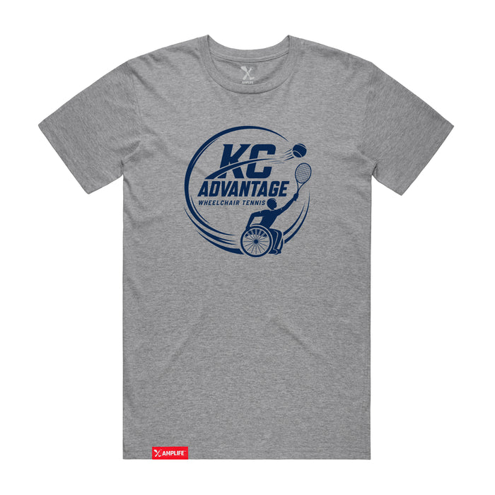 MAS Kansas City Advantage Wheelchair Tennis Circle Logo Heather Grey T-Shirt on a white background