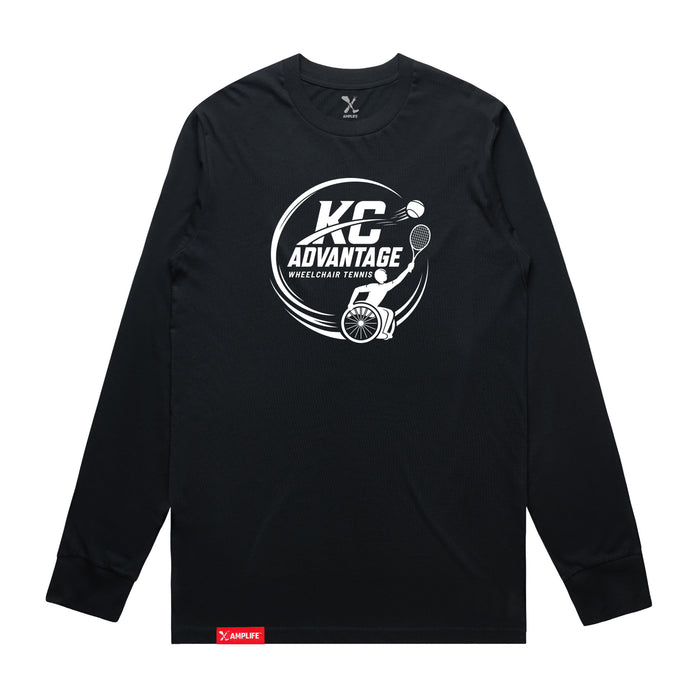 MAS Kansas City Advantage Wheelchair Tennis Circle Logo Navy Long Sleeve T-Shirt on a white background