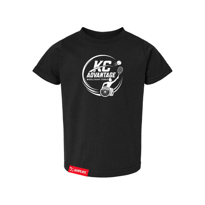 MAS Kansas City Advantage Wheelchair Tennis Circle Logo Toddler Black T-Shirt on a white background