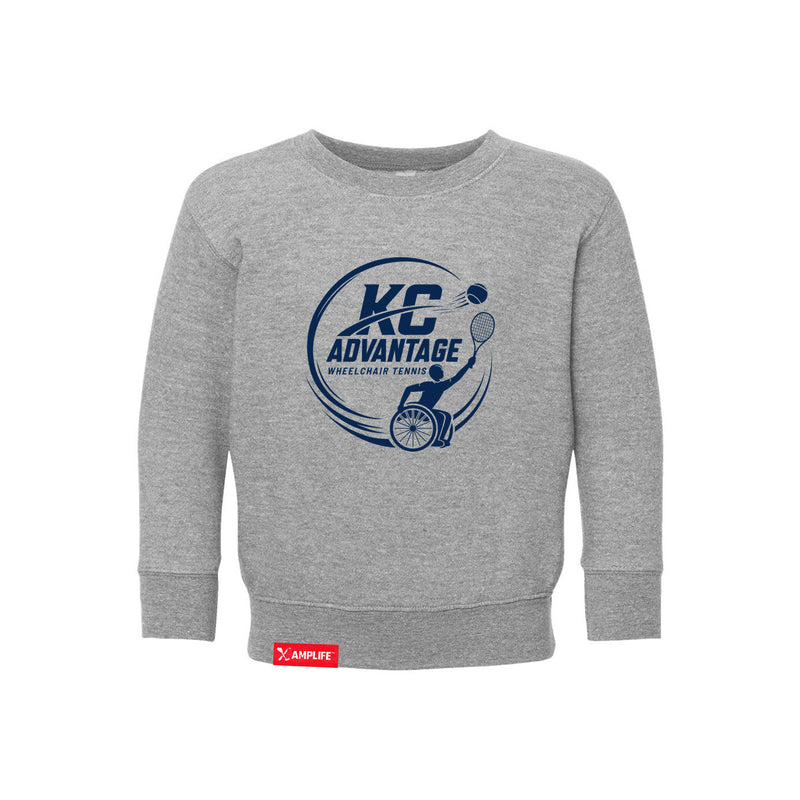MAS Kansas City Advantage Wheelchair Tennis Circle Logo Toddler Heather Grey Crewneck Sweatshirt on a white background
