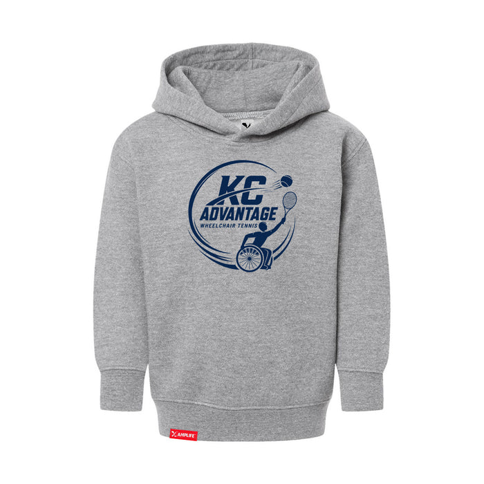 MAS Kansas City Advantage Wheelchair Tennis Circle Logo Toddler Heather Grey Hoodie on a white background