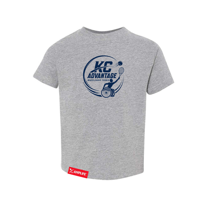 MAS Kansas City Advantage Wheelchair Tennis Circle Logo Toddler Heather Grey T-Shirt on a white background