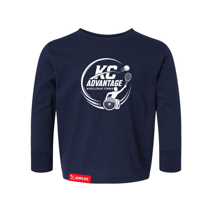 MAS Kansas City Advantage Wheelchair Tennis Circle Logo Toddler Navy Long Sleeve T-Shirt on a white background