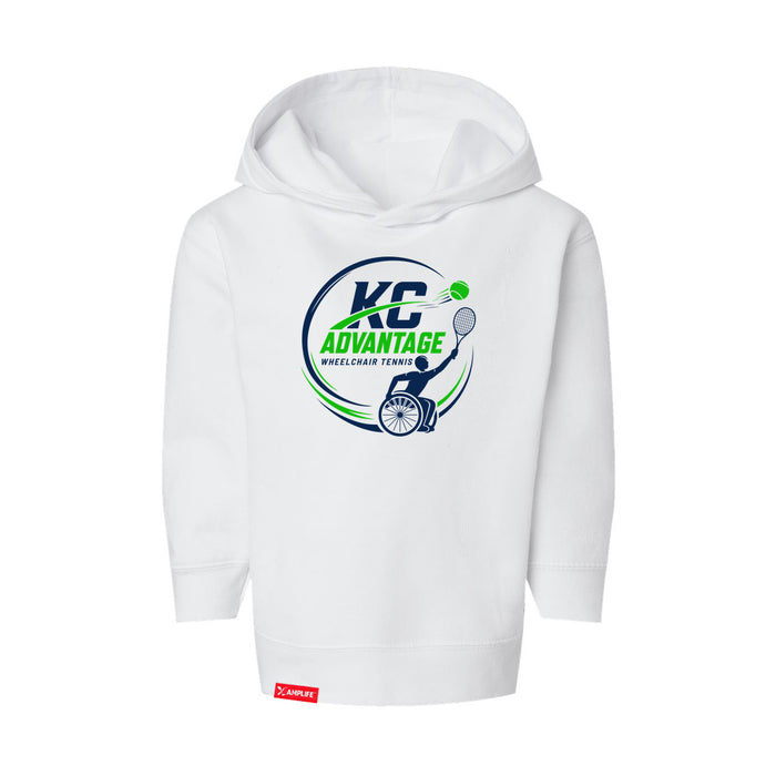 MAS Kansas City Advantage Wheelchair Tennis Circle Logo Toddler White Hoodie on a white background