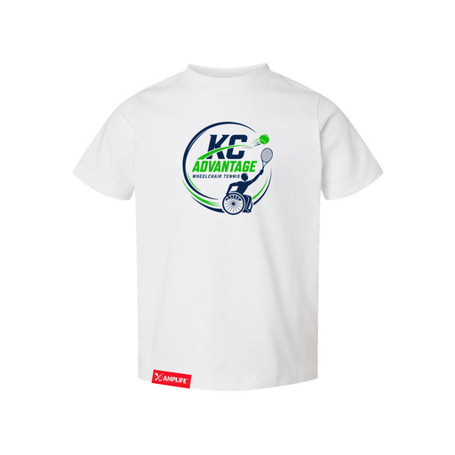 MAS Kansas City Advantage Wheelchair Tennis Circle Logo Toddler White T-Shirt on a white background