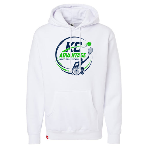 MAS Kansas City Advantage Wheelchair Tennis Circle Logo White Hoodie on a white background