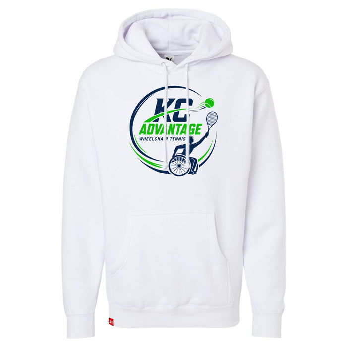 MAS Kansas City Advantage Wheelchair Tennis Circle Logo White Hoodie on a white background