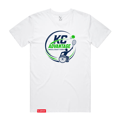 MAS Kansas City Advantage Wheelchair Tennis Circle Logo White T-Shirt on a white background