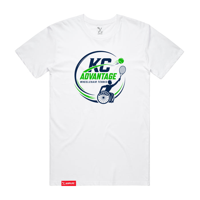 MAS Kansas City Advantage Wheelchair Tennis Circle Logo White T-Shirt on a white background