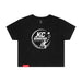 MAS Kansas City Advantage Wheelchair Tennis Circle Logo Women's Black Crop T-Shirt on a white background