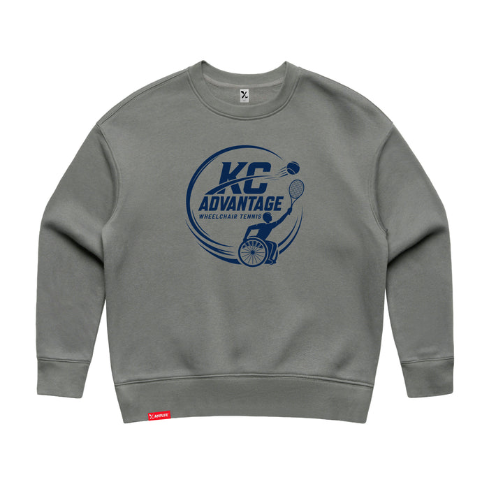 MAS Kansas City Advantage Wheelchair Tennis Circle Logo Women's Grey Modern Crewneck Sweatshirt on a white background