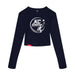 MAS Kansas City Advantage Wheelchair Tennis Circle Logo Women's Navy Crop Long Sleeve T-Shirt on a white background