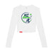 MAS Kansas City Advantage Wheelchair Tennis Circle Logo Women's White Crop Long Sleeve T-Shirt on a white background