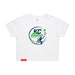 MAS Kansas City Advantage Wheelchair Tennis Circle Logo Women's White Crop T-Shirt on a white background
