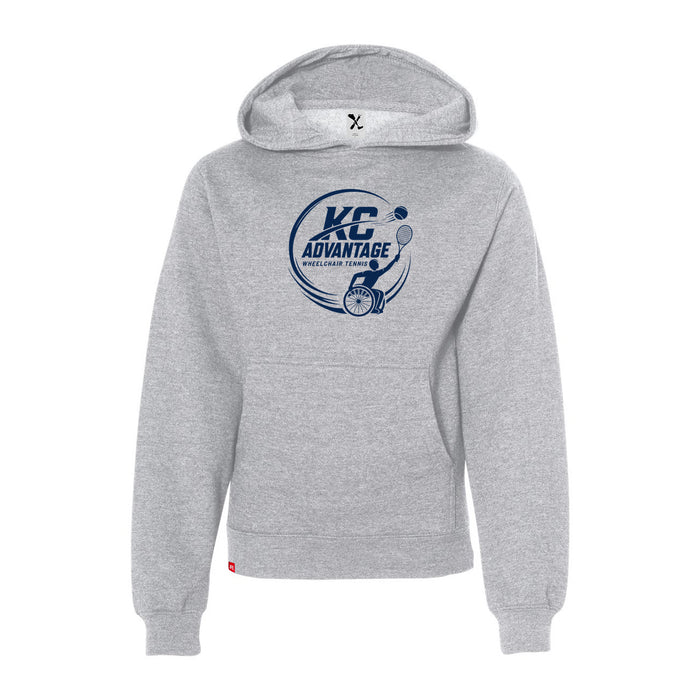 MAS Kansas City Advantage Wheelchair Tennis Circle Logo Youth Heather Grey Hoodie on a white background
