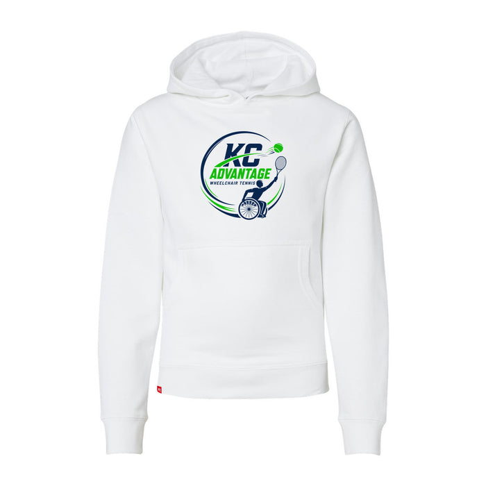 MAS Kansas City Advantage Wheelchair Tennis Circle Logo Youth White Hoodie on a white background