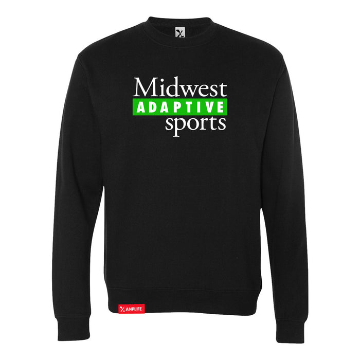 MAS Kansas City Advantage Wheelchair Tennis MAS Logo Black Crewneck Sweatshirt on a white background