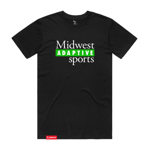 MAS Kansas City Advantage Wheelchair Tennis MAS Logo Black T-Shirt on a white background
