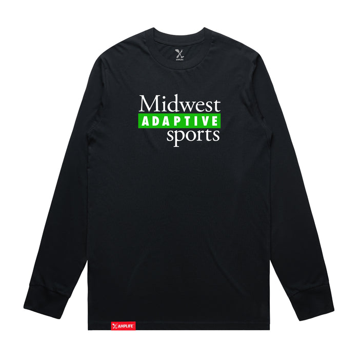 MAS Kansas City Advantage Wheelchair Tennis MAS Logo Navy Long Sleeve T-Shirt on a white background